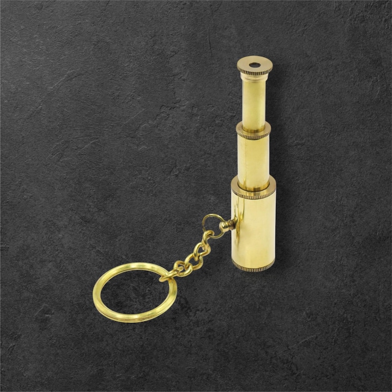 Vintage Brass Telescope and Anchor Keychain view 5