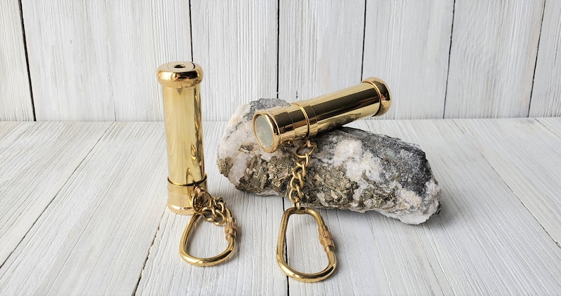 Mini Brass and Chrome Telescope Keychain view 7