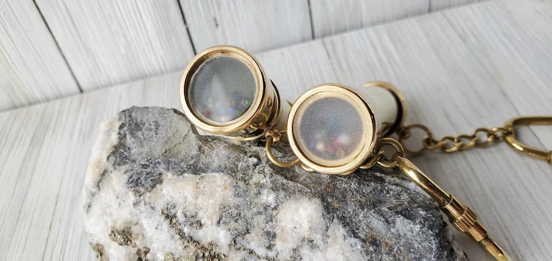 Mini Brass and Chrome Telescope Keychain view 10