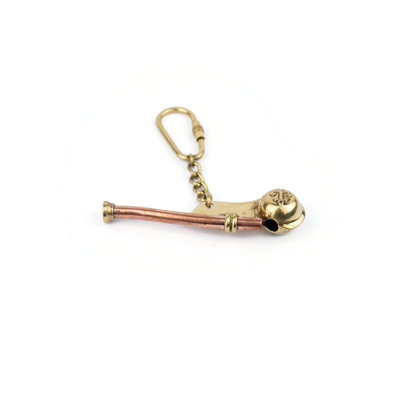 Vintage Brass Boatswain Whistle Keychain view 9