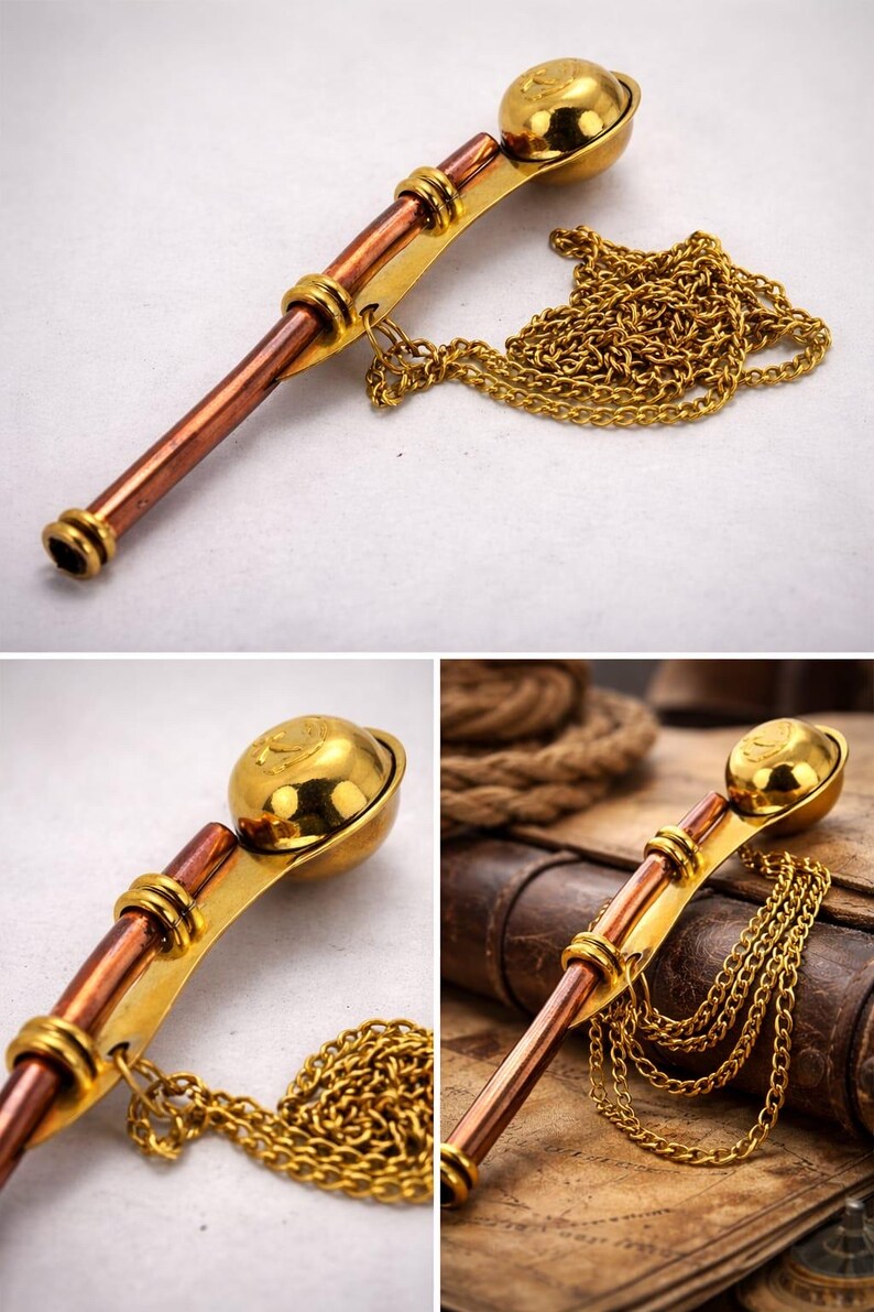 Solid Brass and Copper Boatswain Pipe Keychain view 5