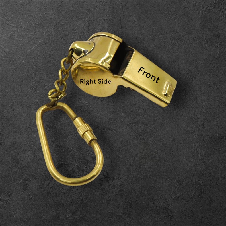 Brass Boatswain Whistle Keychain view 2