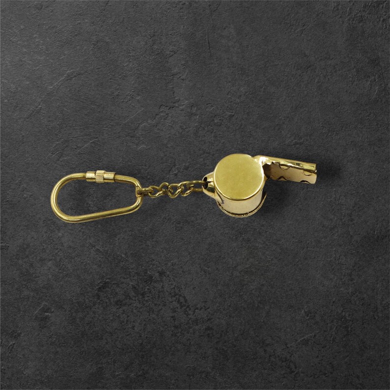 Brass Boatswain Whistle Keychain view 6