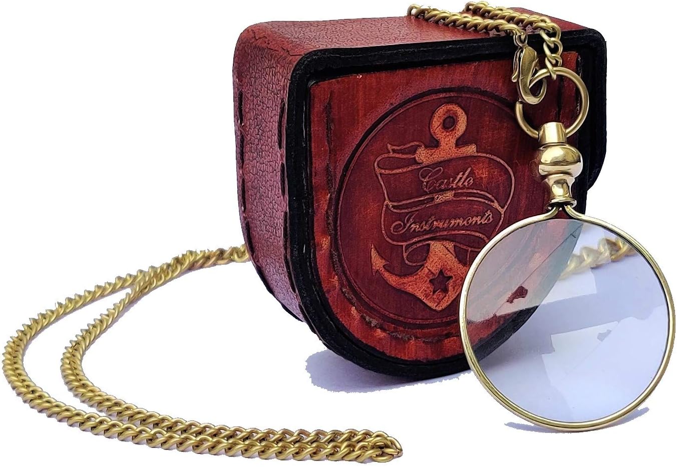 Brass Pendant Magnifier 1" with Leather Case view 5