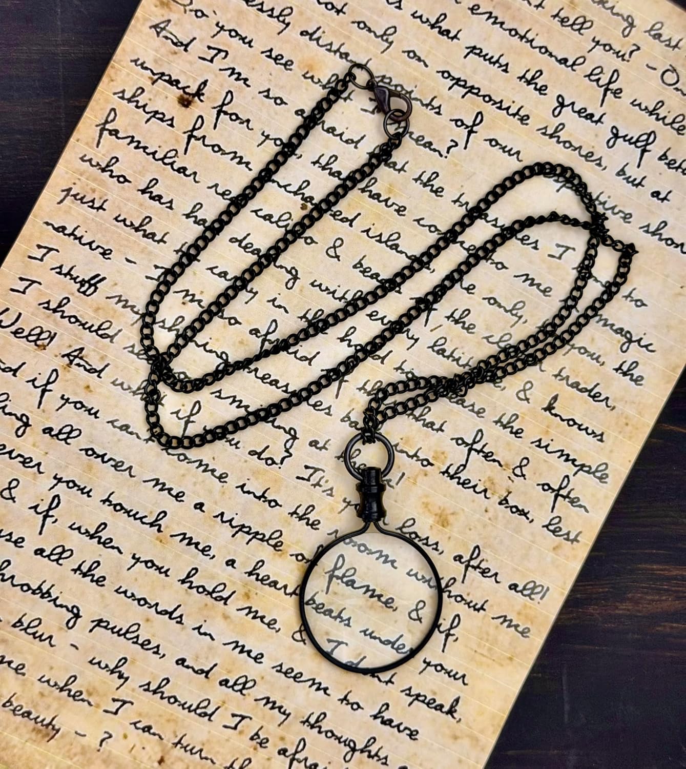 Brass Steampunk Monocle Pendant Magnifier 1.5" with Chain view 6