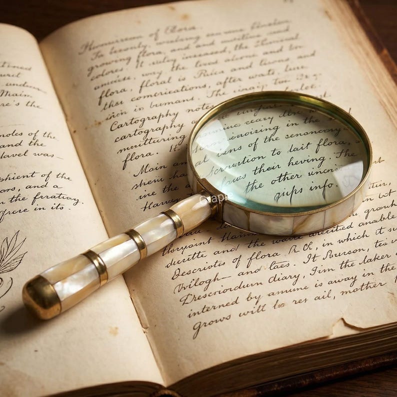 All-Brass Handheld Magnifier 3" with Mother of Pearl Handle view 2