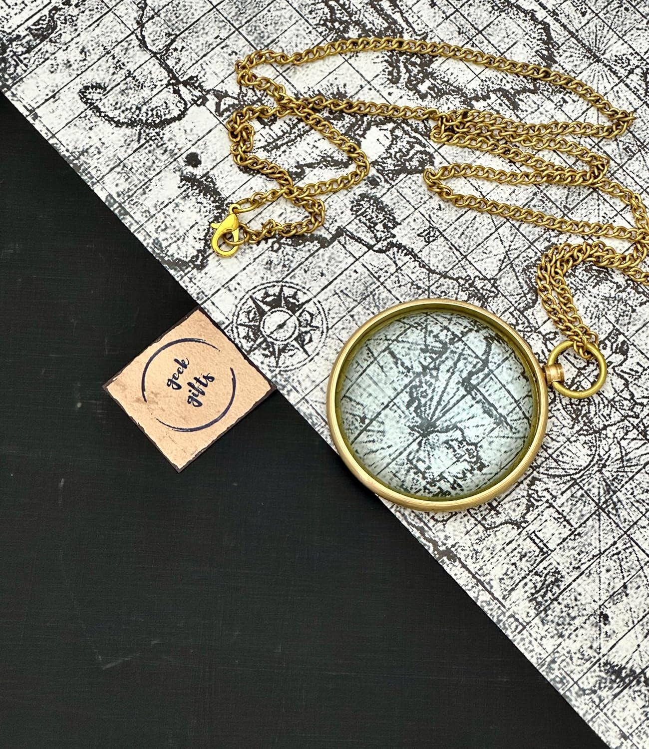 Brass Pendant Magnifier 1" with Domed Lens and Leather Case view 7