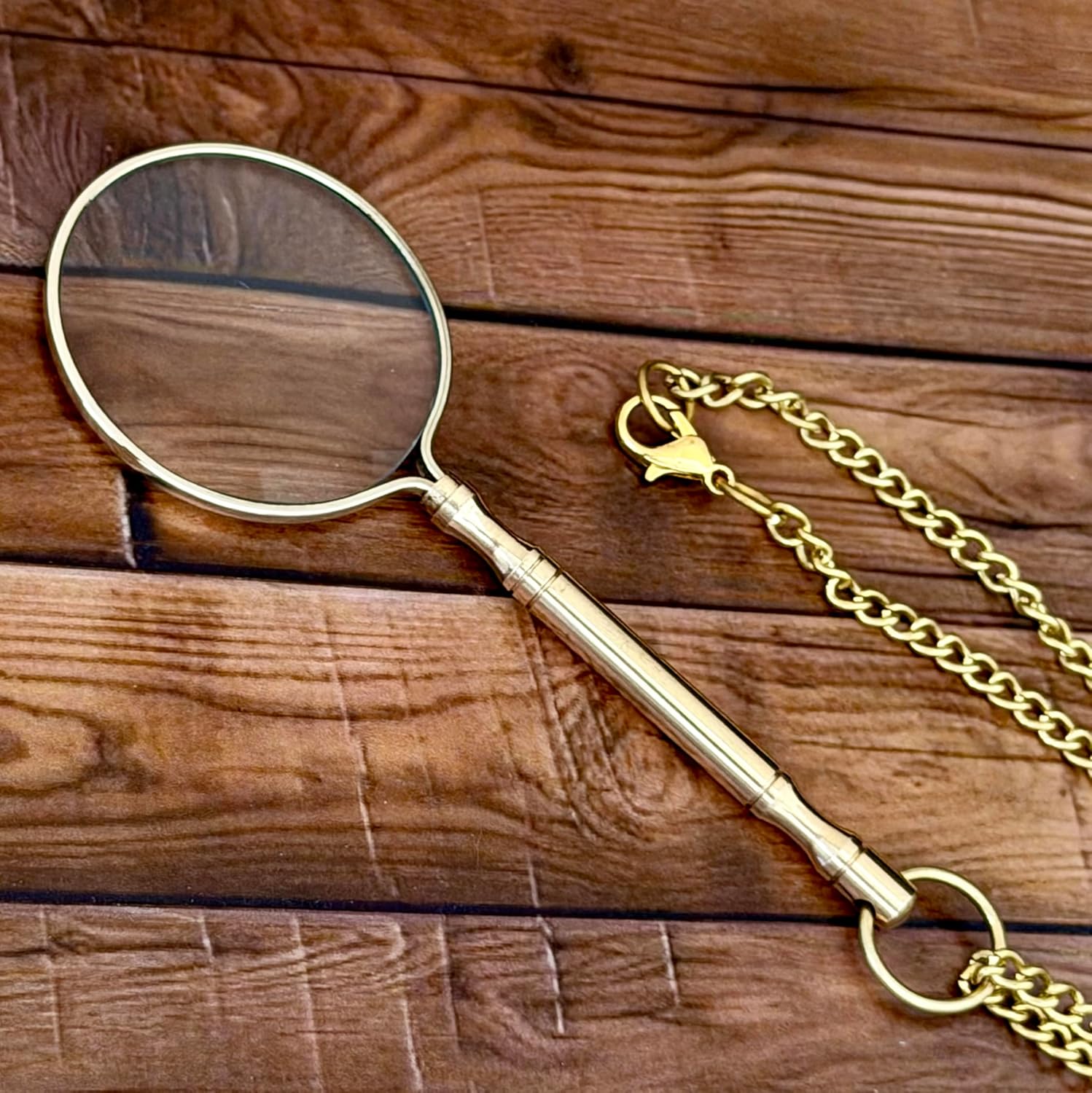 Brass Monocle Pendant Magnifier 1" with Steampunk Styling view 6