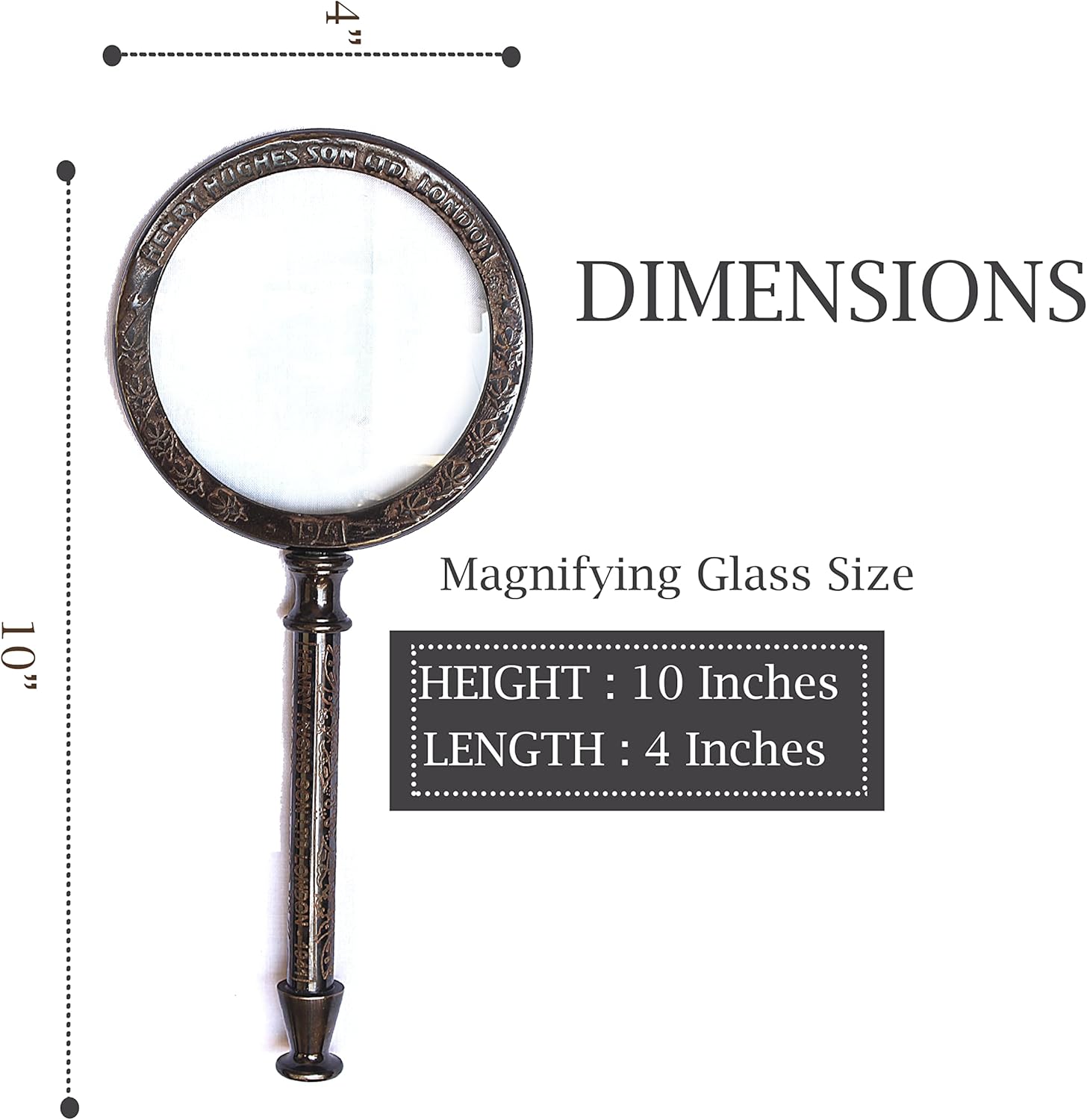 Solid Brass Handheld Magnifier 3" with Nautical Styling view 3