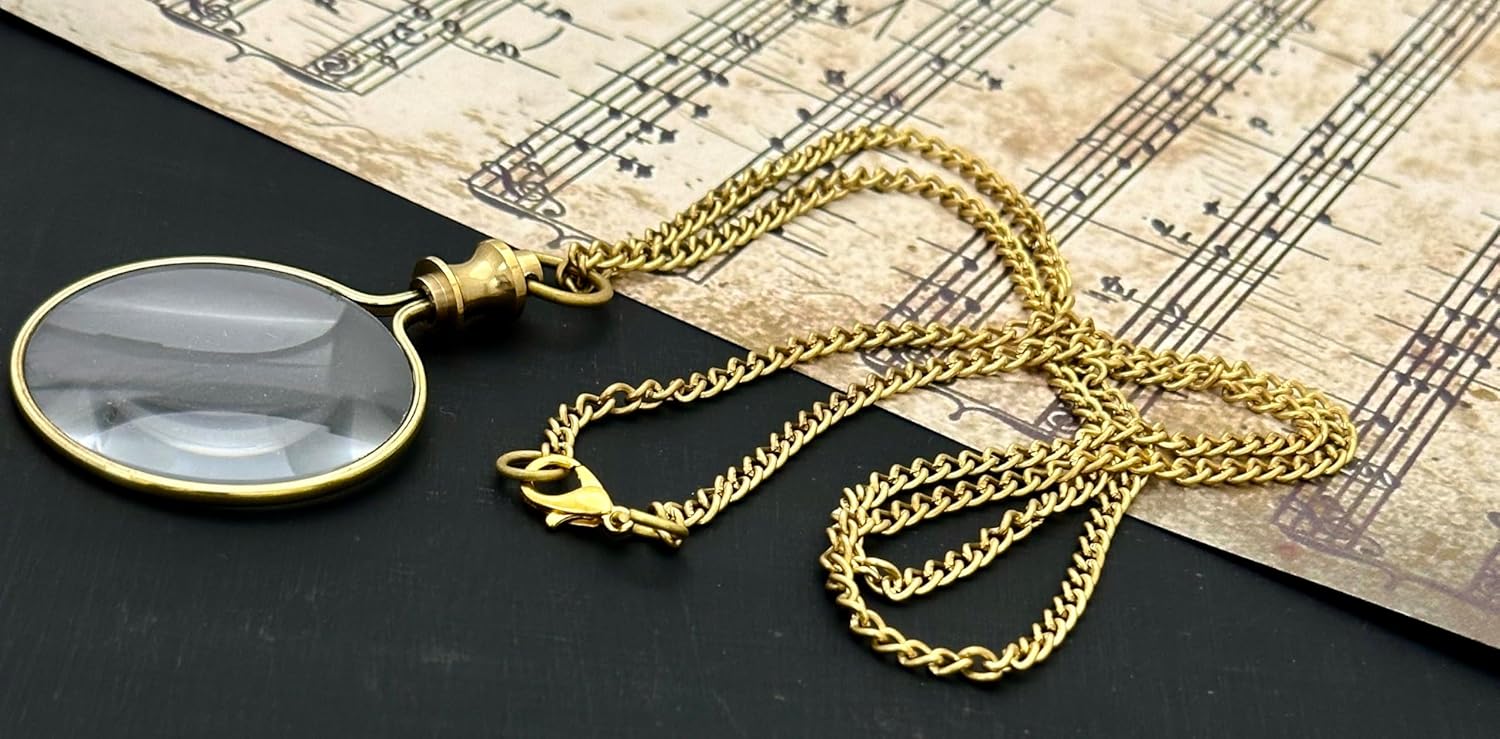 Polished Brass Pendant Magnifier 1.75" with 15" Chain view 7