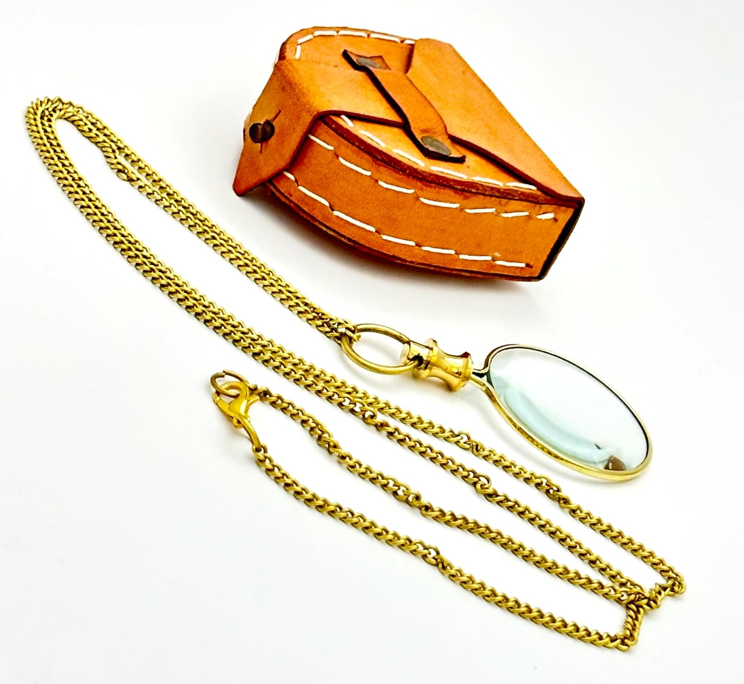 Polished Brass Pendant Magnifier 1.75" with 15" Chain view 10