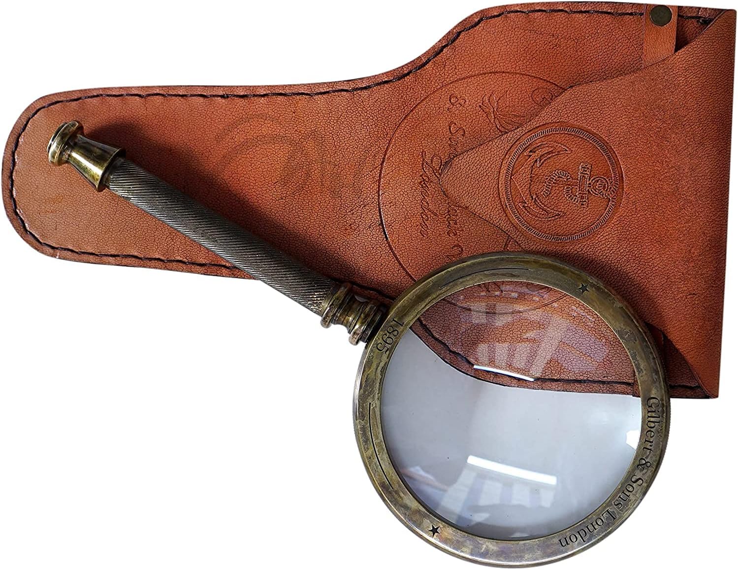All-Brass Handheld Magnifier 3.2" with Antique Finish and Unique Leather Case view 11
