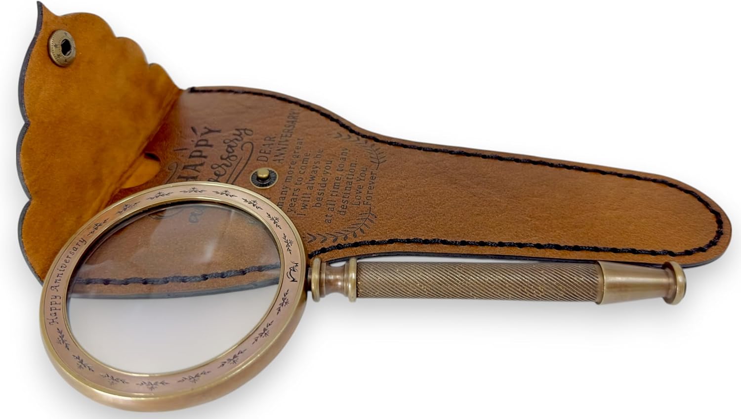 All-Brass Handheld Magnifier 3.2" with Antique Finish and Unique Leather Case view 13