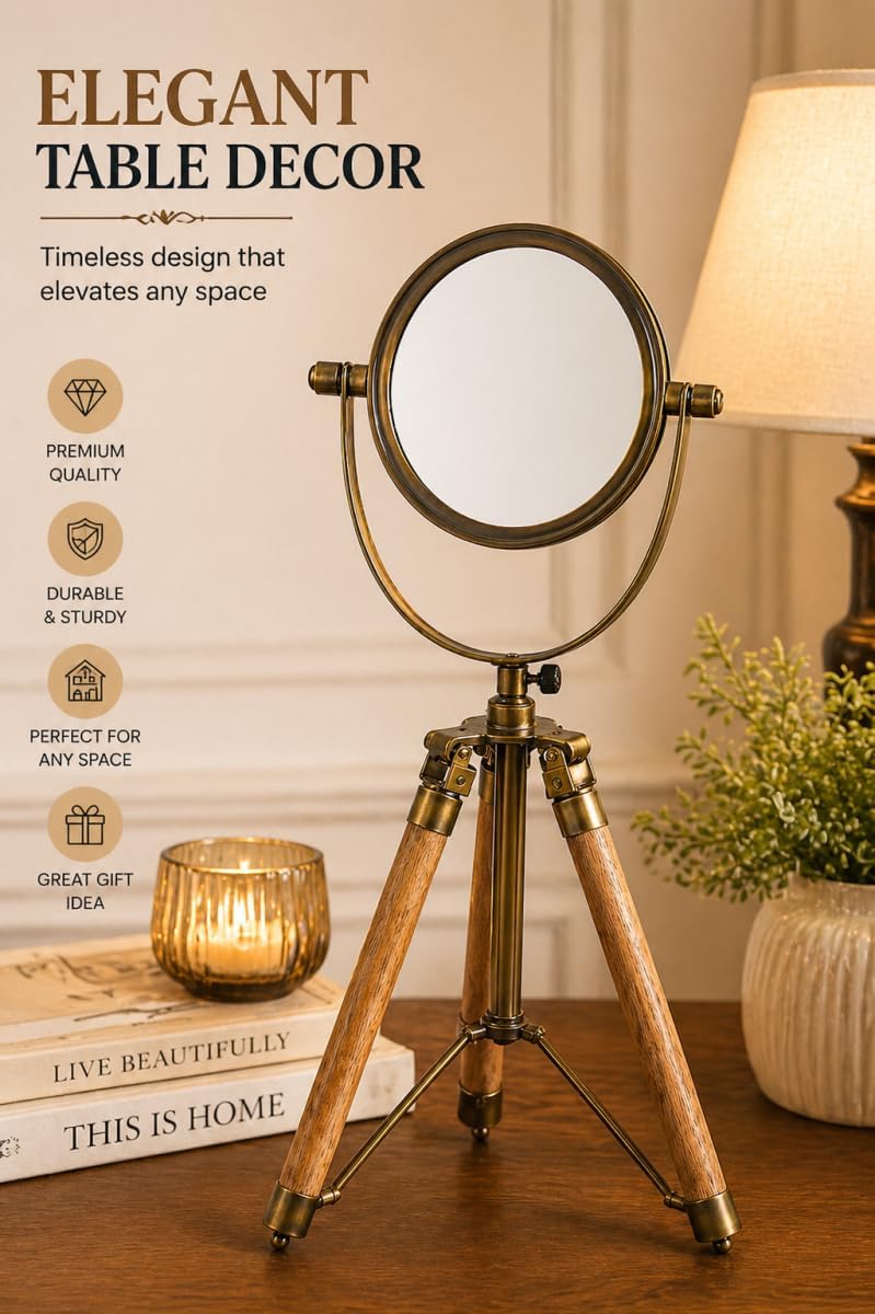 Brass Magnifier 4" on Three-Legged Wooden Tripod Stand view 2