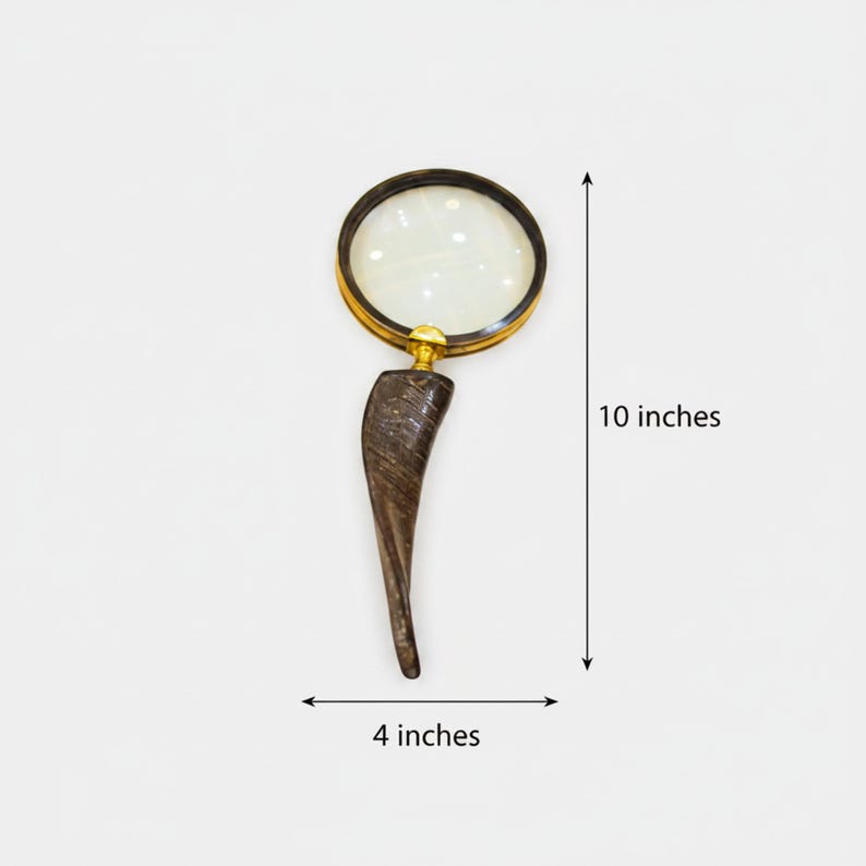Brass Handheld Magnifier 4" with Bovine Horn Handle view 4