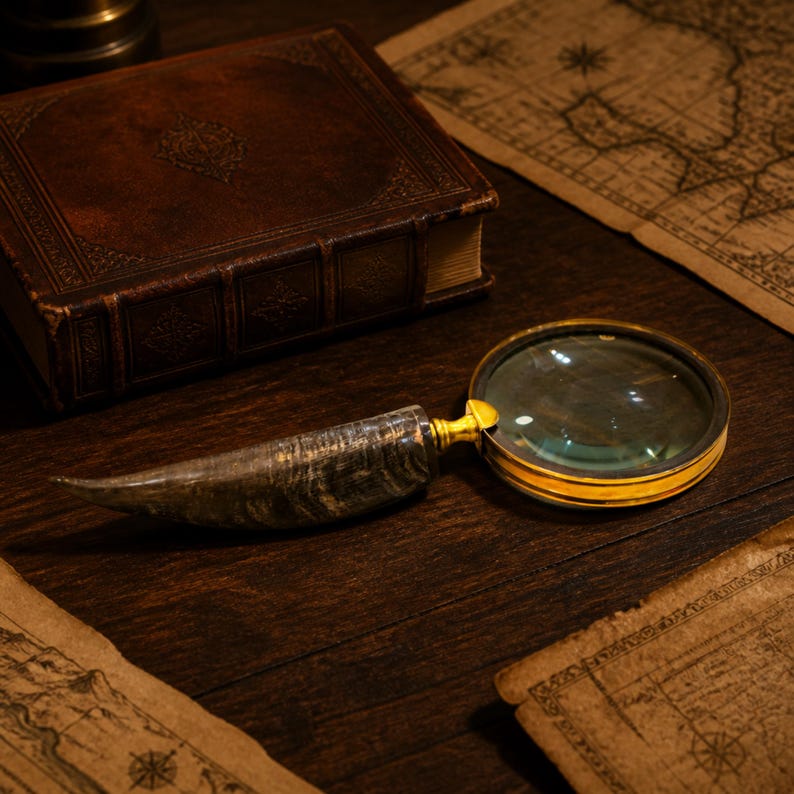 Brass Handheld Magnifier 4" with Bovine Horn Handle view 8