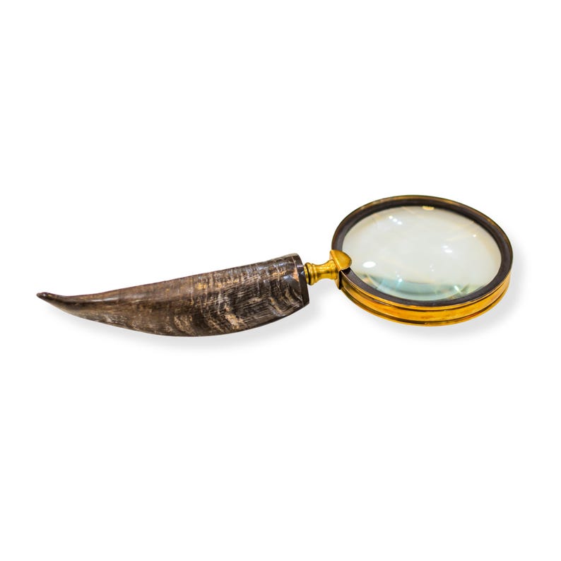 Brass Handheld Magnifier 4" with Bovine Horn Handle view 9
