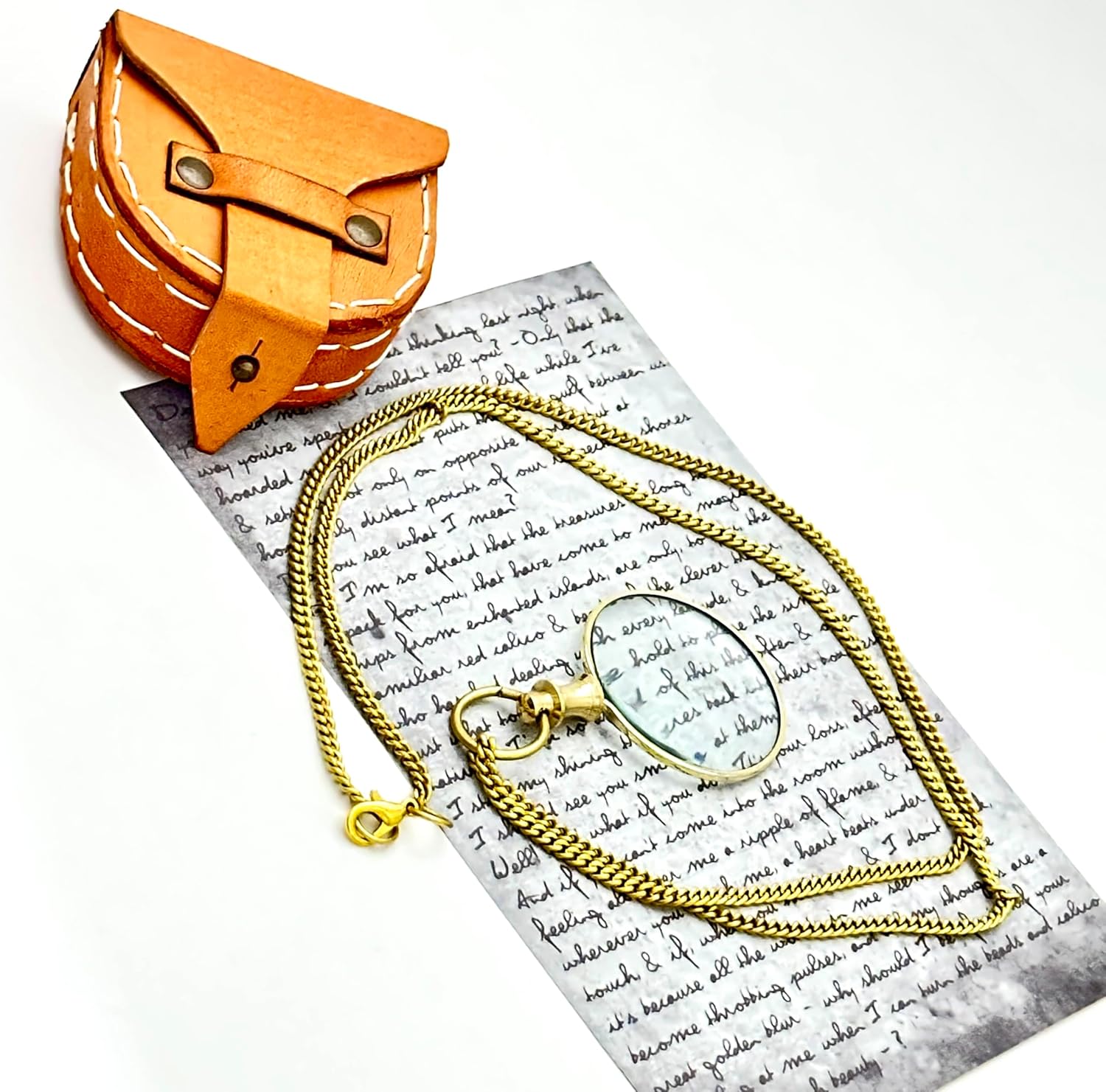 Polished Brass Pendant Magnifier 1.75" with 15" Chain view 3