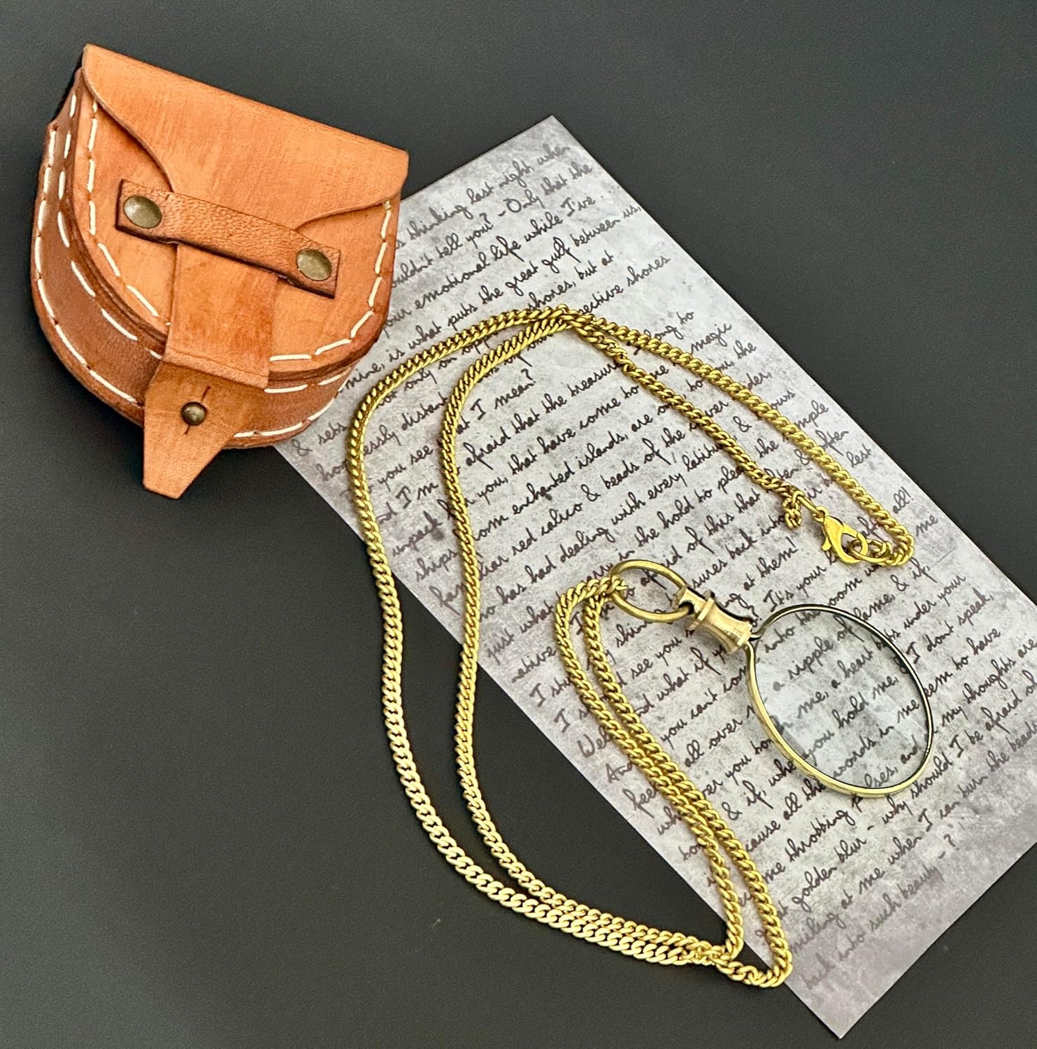Polished Brass Pendant Magnifier 1.75" with 15" Chain view 4