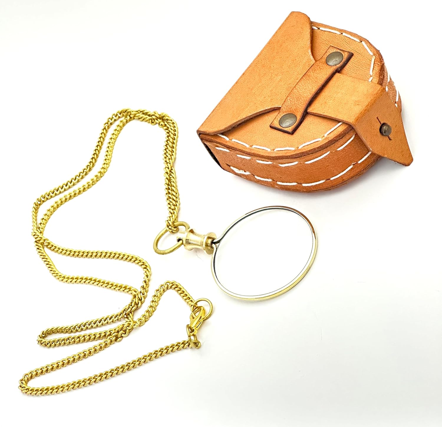 Polished Brass Pendant Magnifier 1.75" with 15" Chain view 7