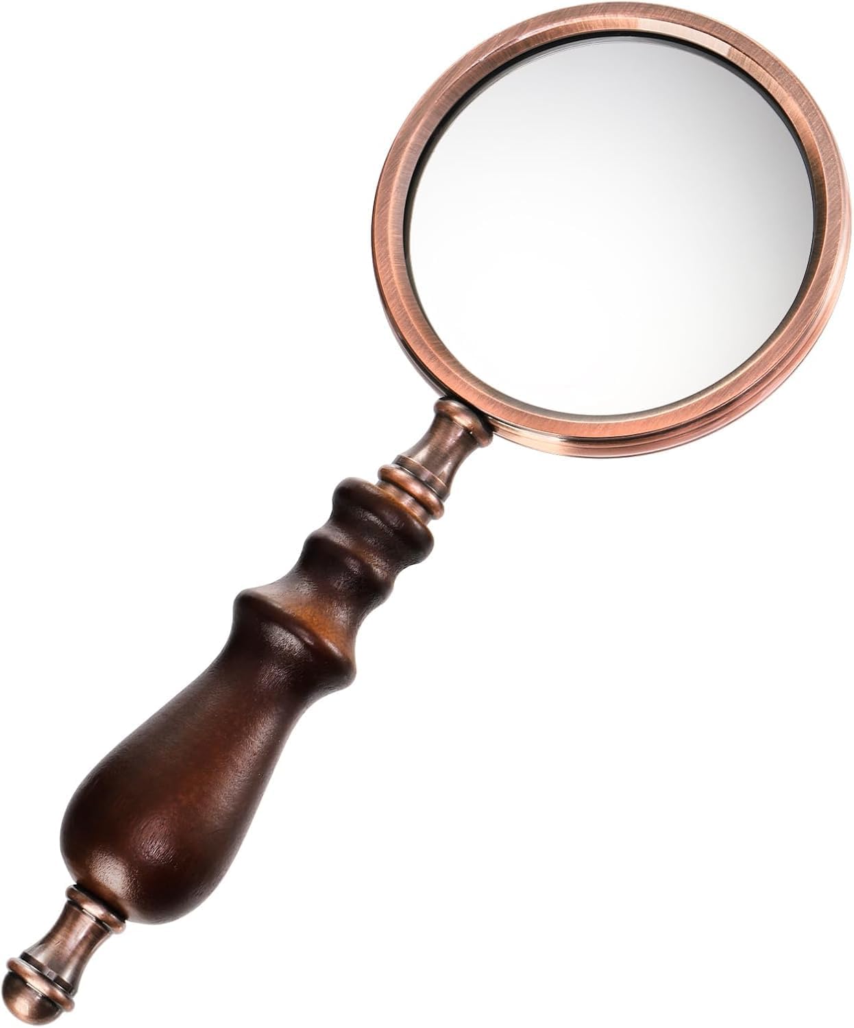 Brass Handheld Magnifier 3.5" with Copper Finish Frame and Wooden Handle view 8