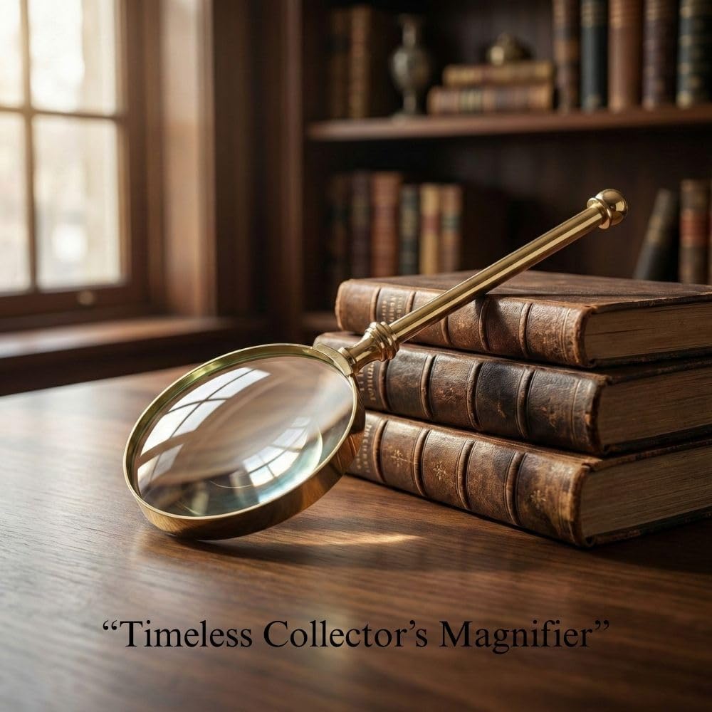 All-Brass Handheld Magnifier 3" with Steampunk Detailing view 2