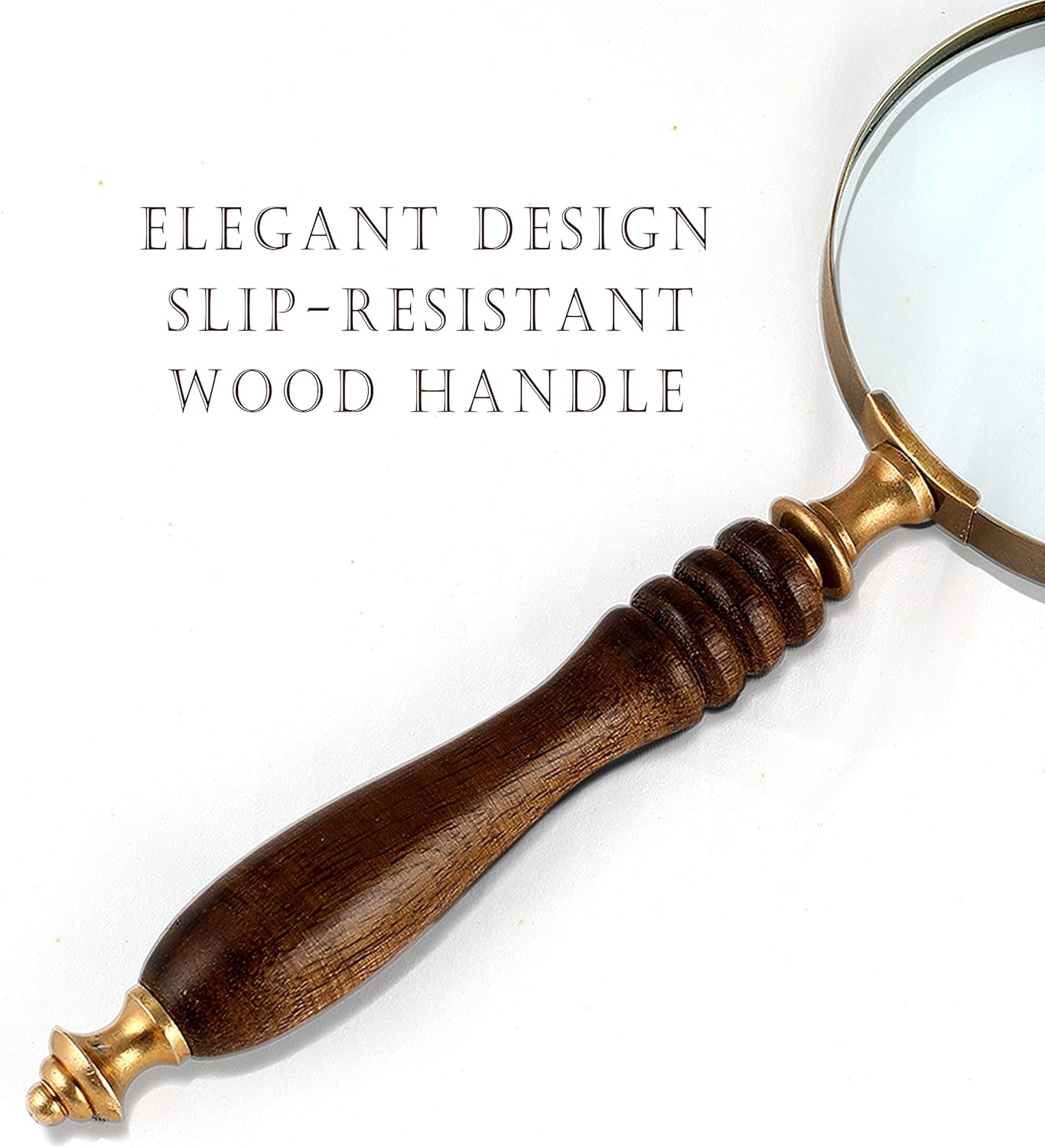 Brass Frame Handheld Magnifier 4" with Rosewood Handle view 2