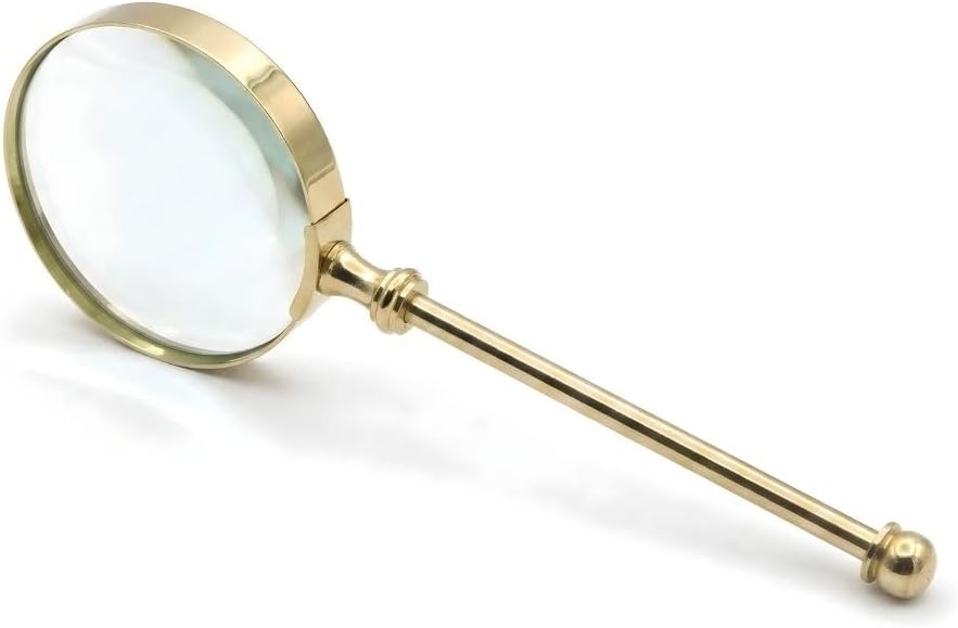 Brass Frame Handheld Magnifier 4" with Mother of Pearl Handle view 13