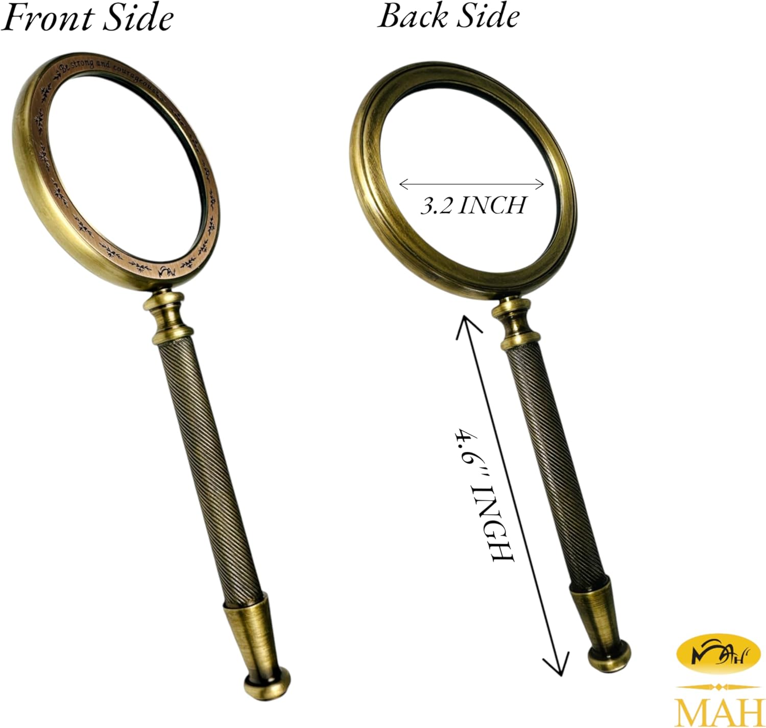 All-Brass Handheld Magnifier 3.2" with Bible Verse Engraving and Leather Case view 3