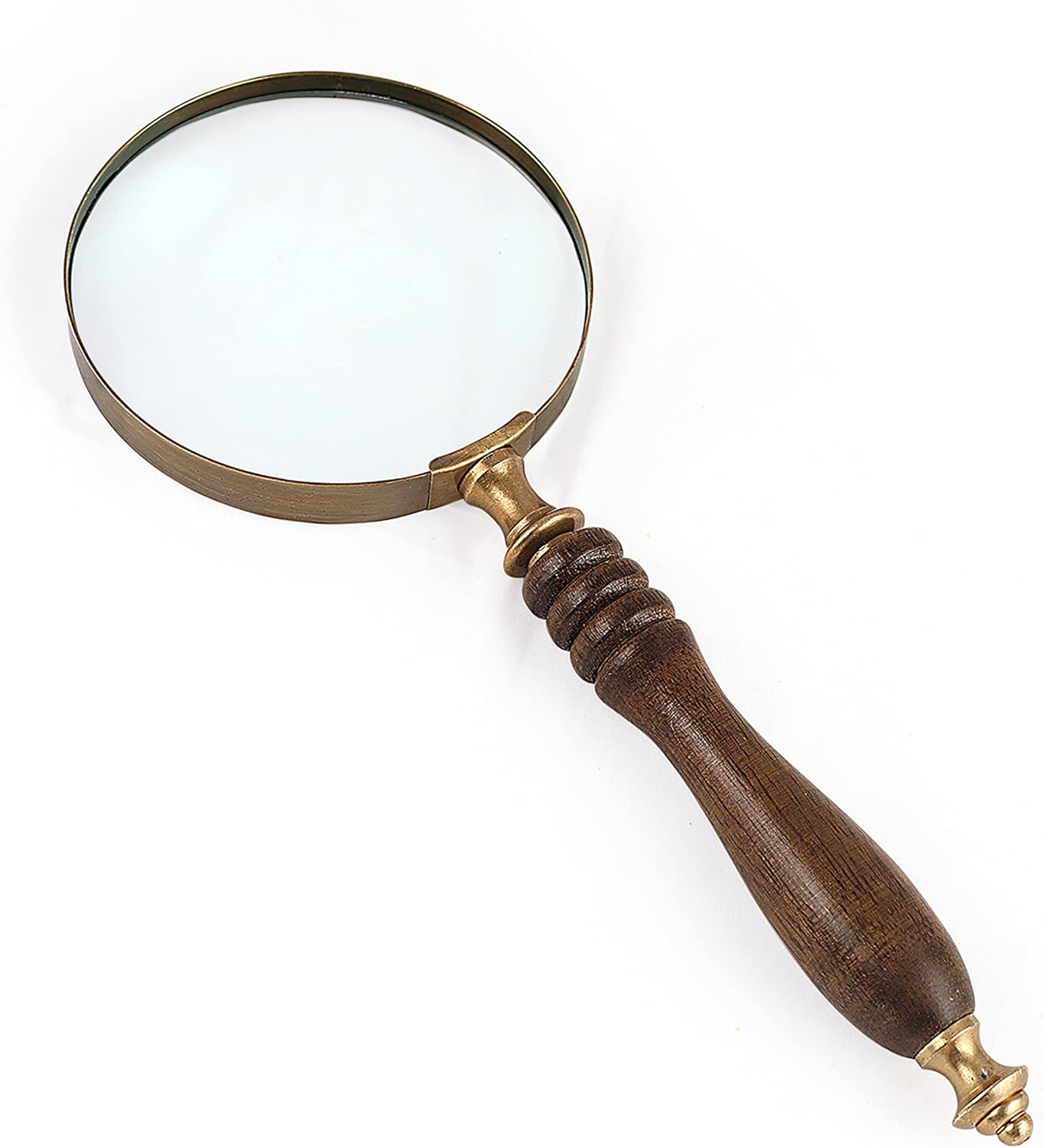 Brass Frame Handheld Magnifier 4" with Wooden Handle view 6