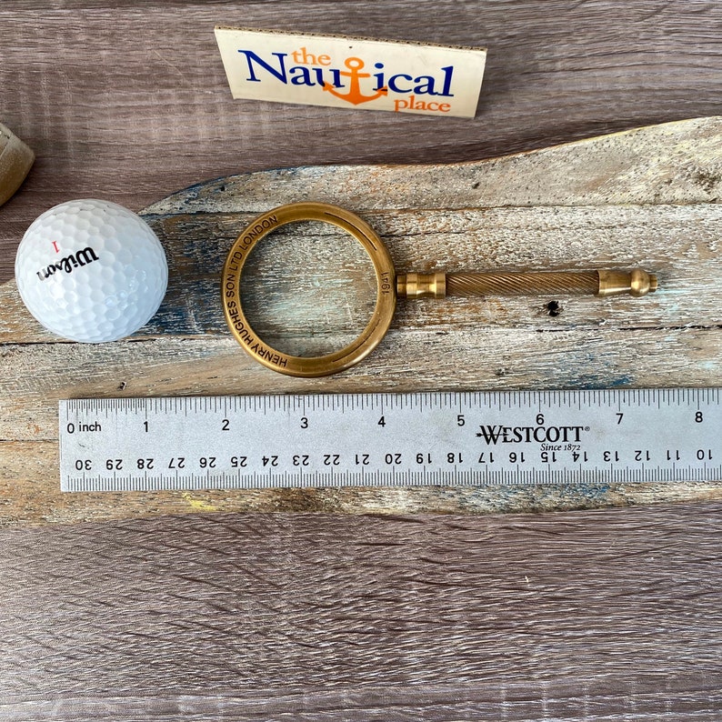 All-Brass Handheld Magnifier 2.25" with Henry Hughes Son Ltd London Inscription view 9