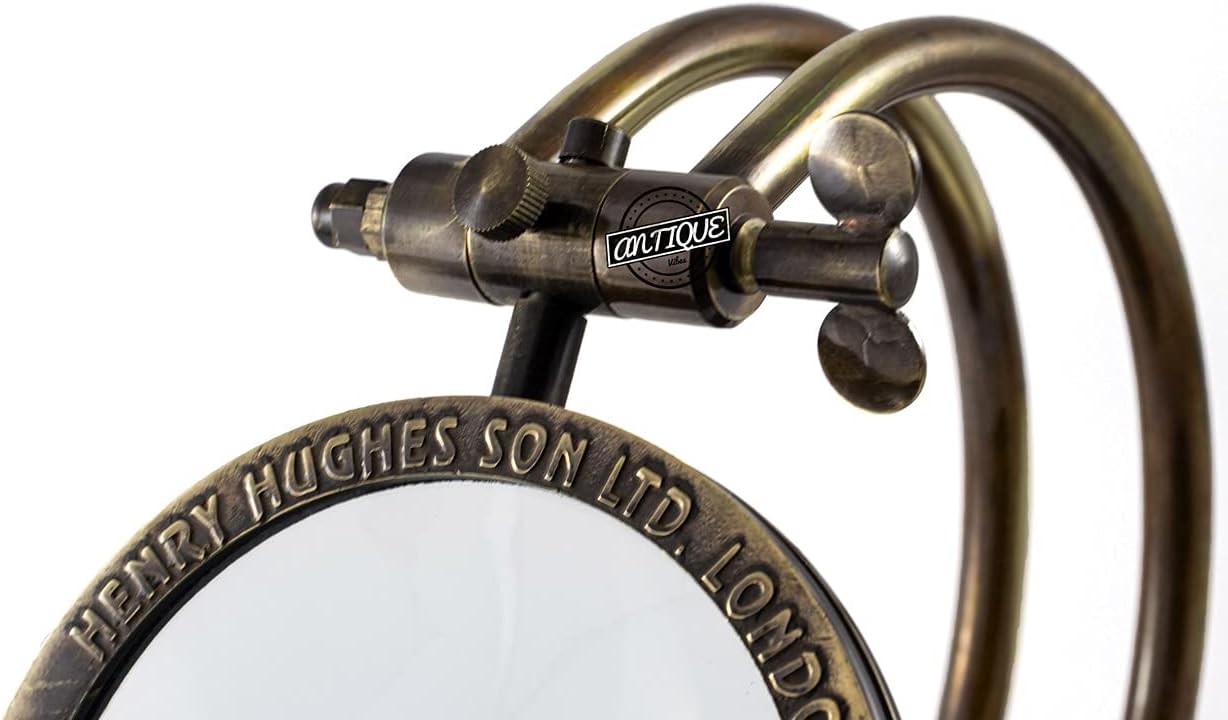 All-Brass Magnifier 4" on Adjustable Wooden Base — Henry Hughes and Sons Ltd London view 6