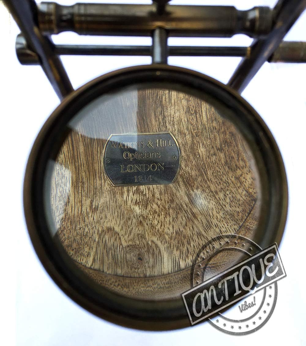 All-Brass Magnifier 3.5" on Wooden Base with Unique Design view 3