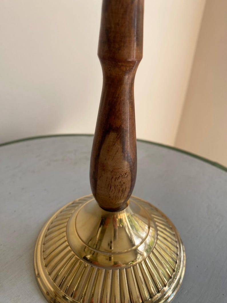 Brass and Wood Tabletop Magnifier 3.5" on Wooden Stand view 6