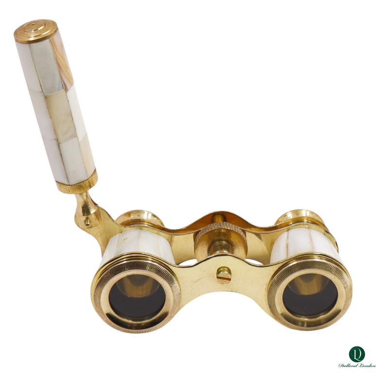 Brass Opera Glasses with Wooden Box — White Pearl view 5