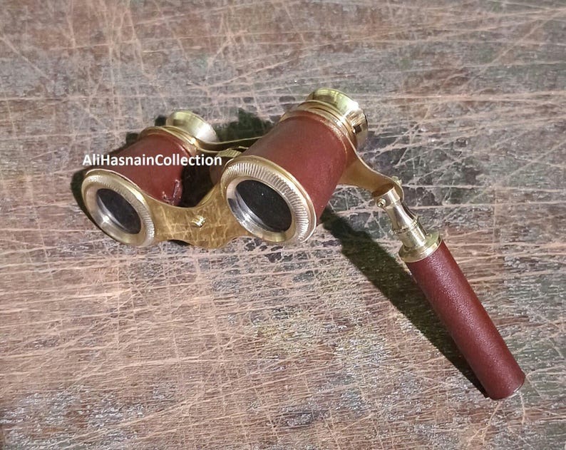 Antique Brass Opera Glasses — Leather-Covered Barrel view 8