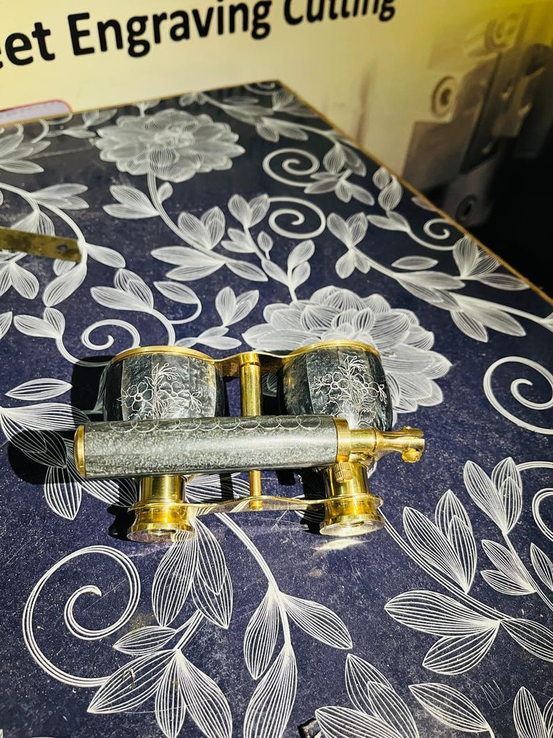 Brass Opera Glasses — Black Mother of Pearl Handle view 4