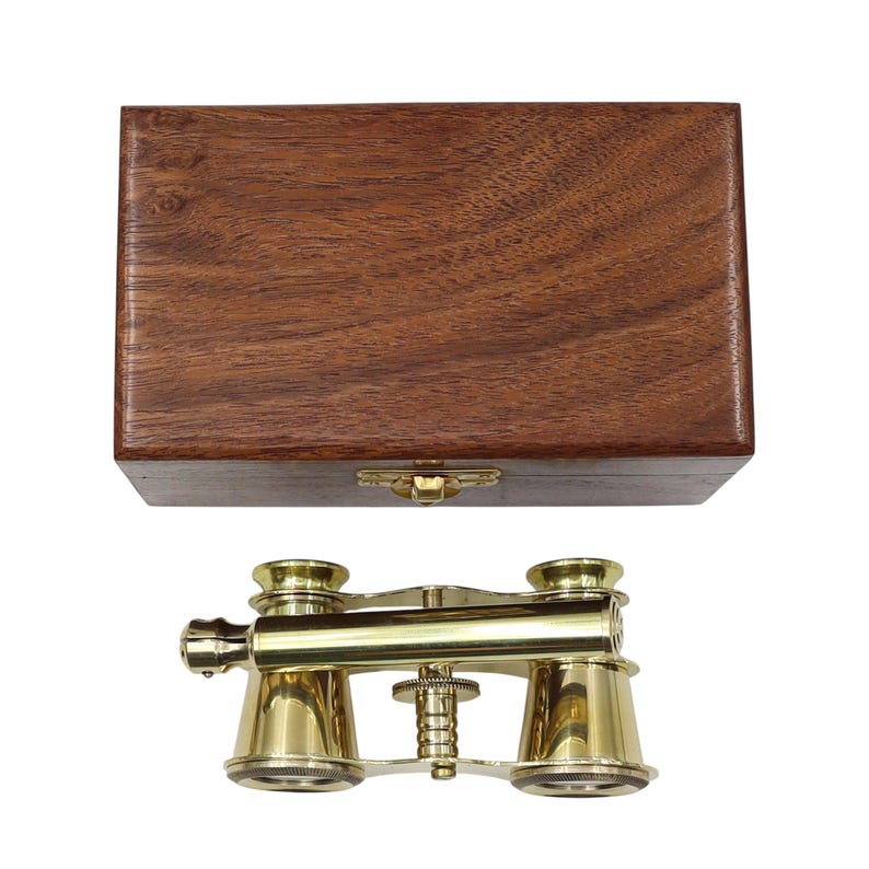 Polished Brass Opera Glasses with Rosewood Box view 4