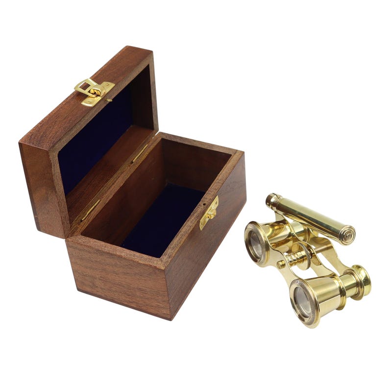 Polished Brass Opera Glasses with Rosewood Box view 7