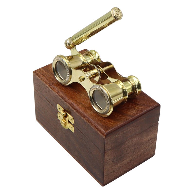 Polished Brass Opera Glasses with Rosewood Box view 11