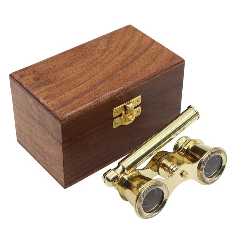 Polished Brass Opera Glasses with Rosewood Box view 14