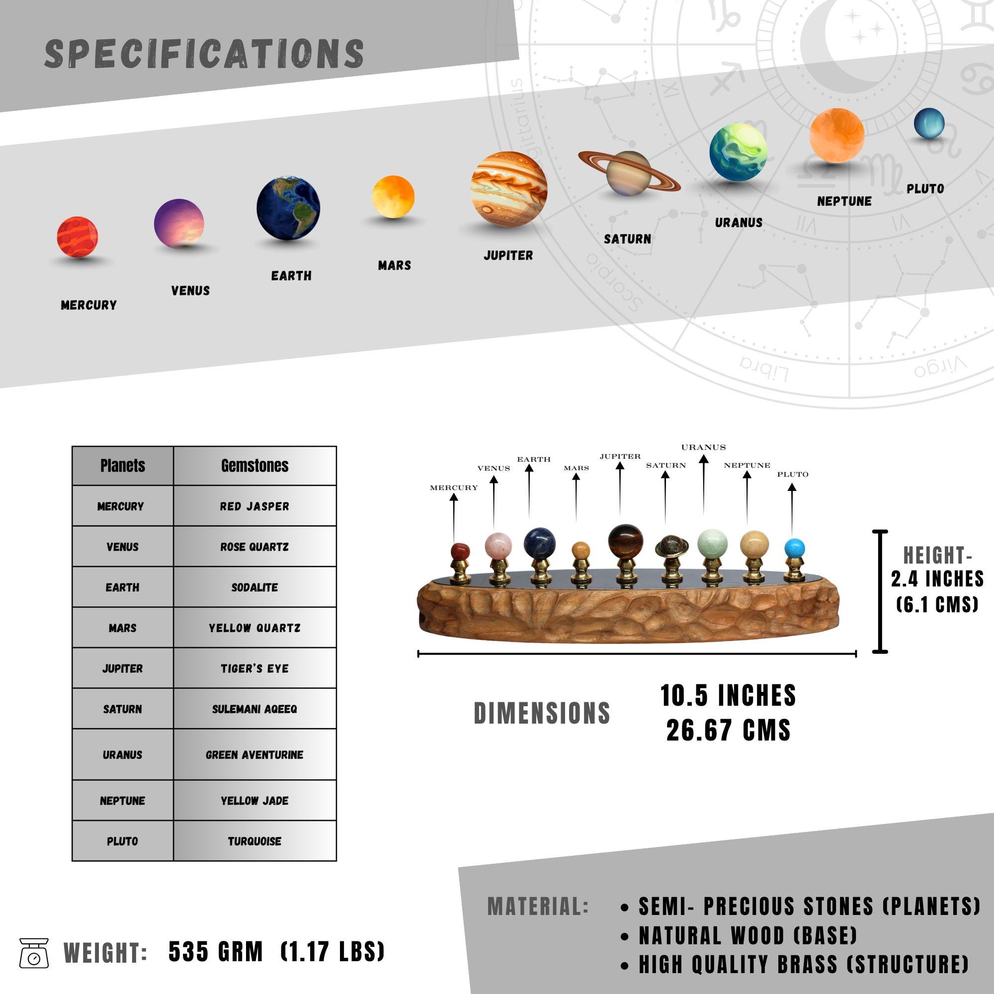 Handcrafted 9 Planet Model view 6