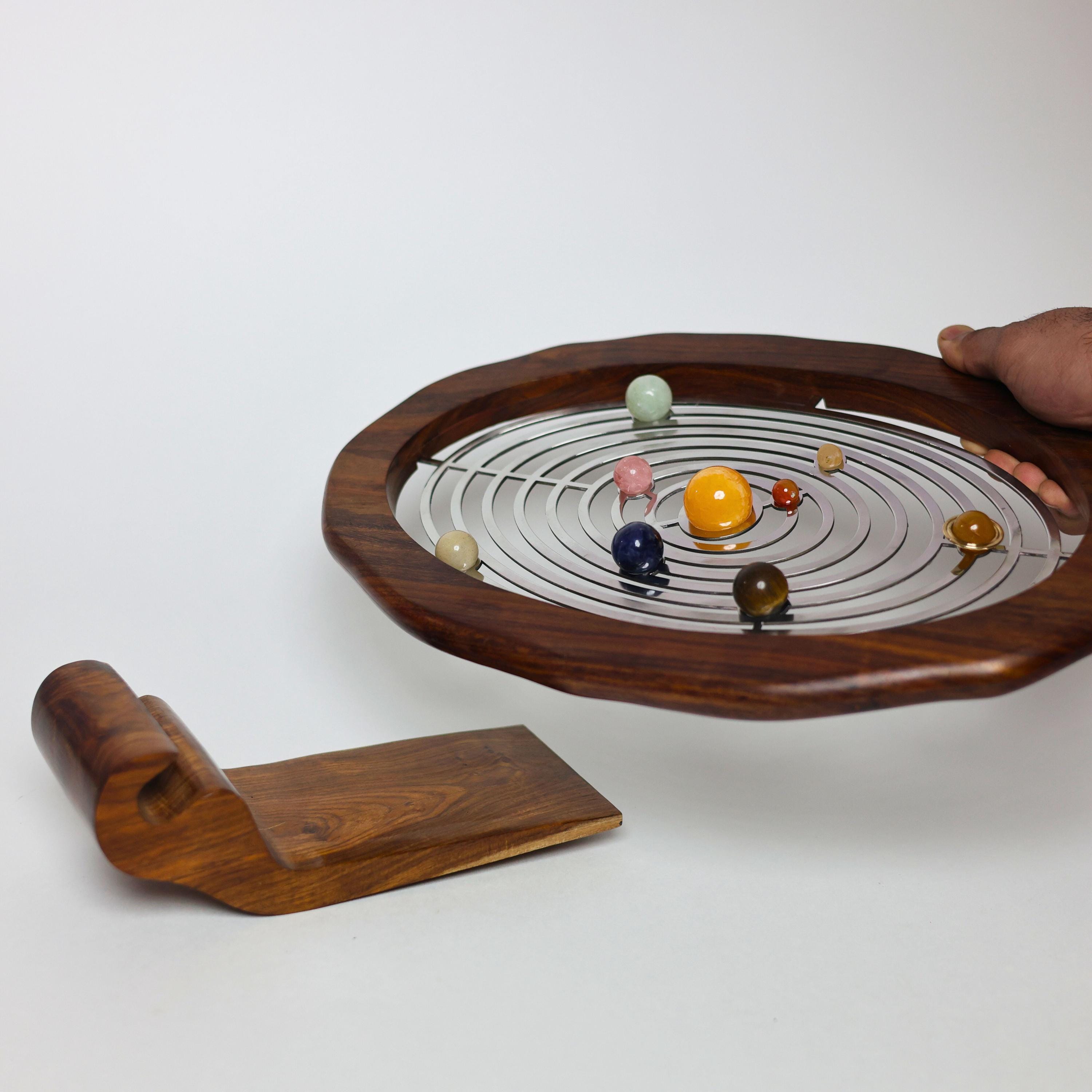 Oval Gemstone Solar System Desk Model on Rosewood Base view 5