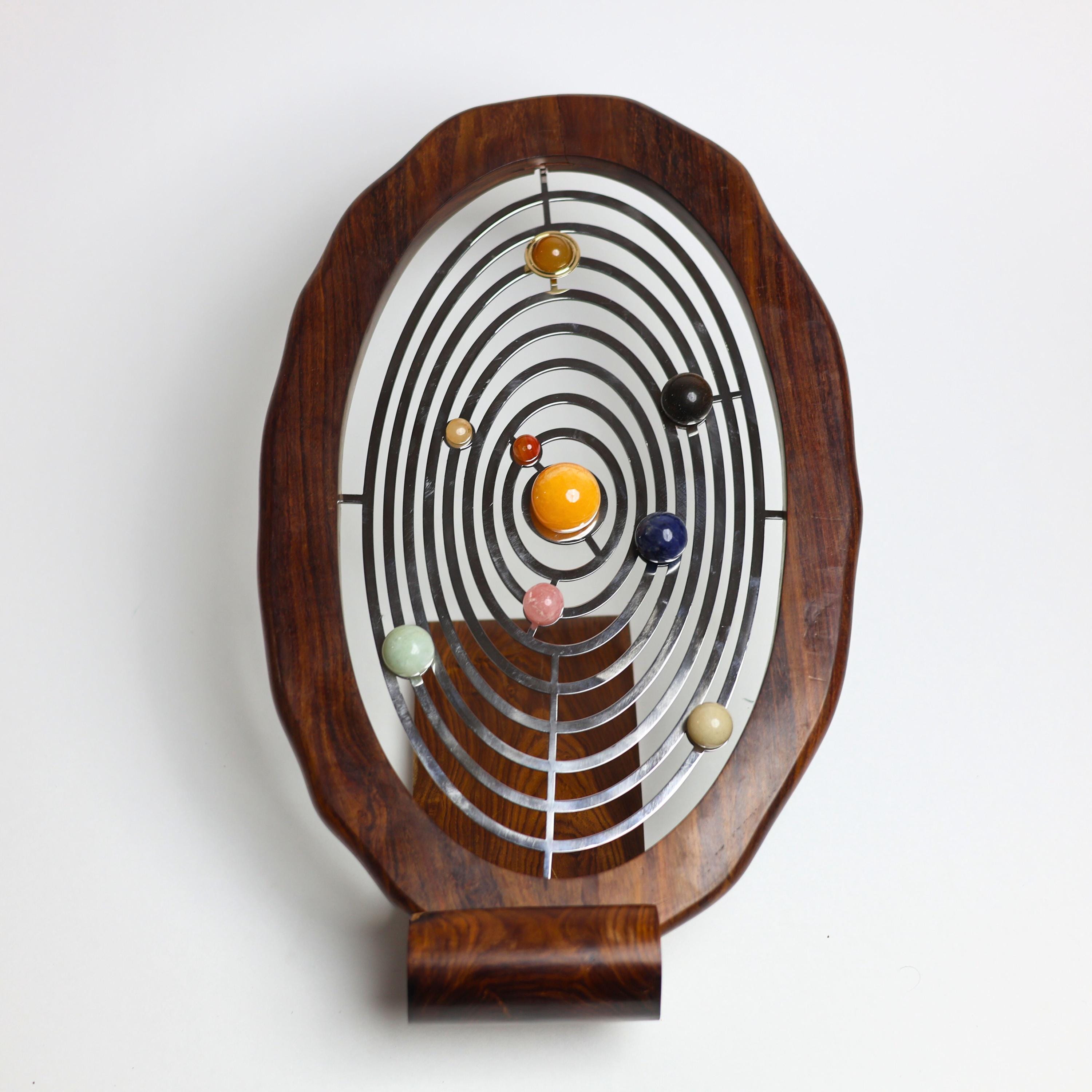 Oval Gemstone Solar System Desk Model on Rosewood Base view 6