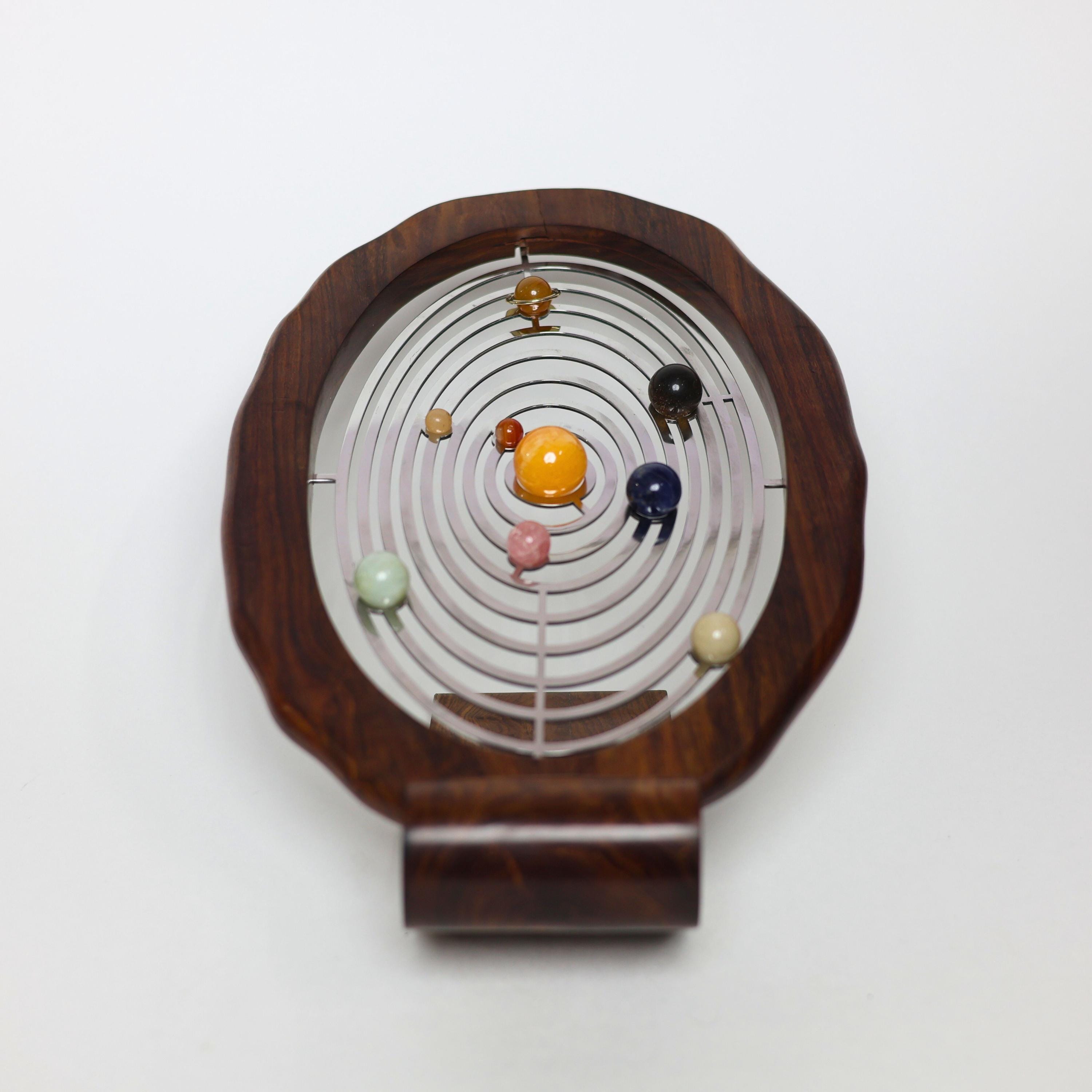 Oval Gemstone Solar System Desk Model on Rosewood Base view 3