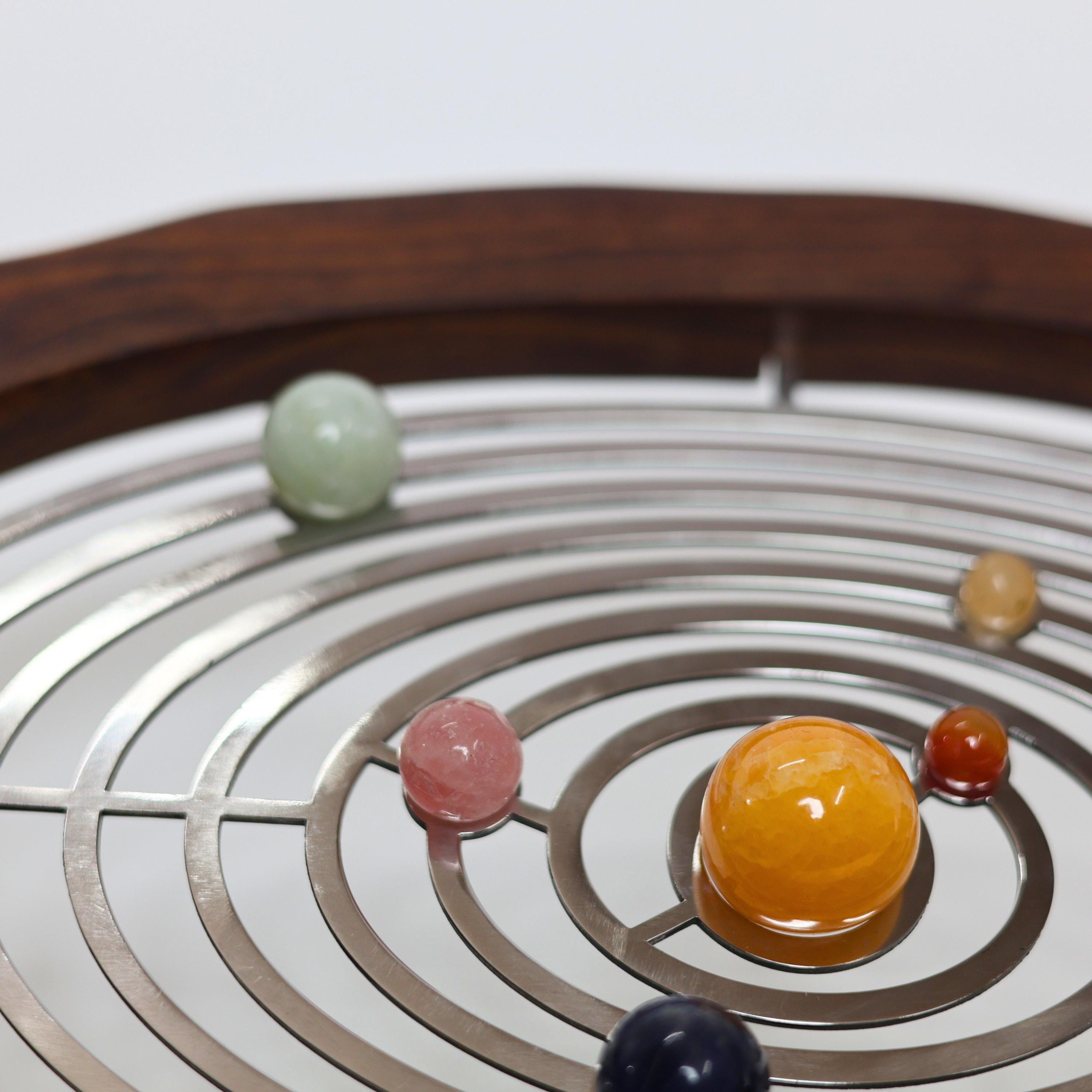 Oval Gemstone Solar System Desk Model on Rosewood Base view 5