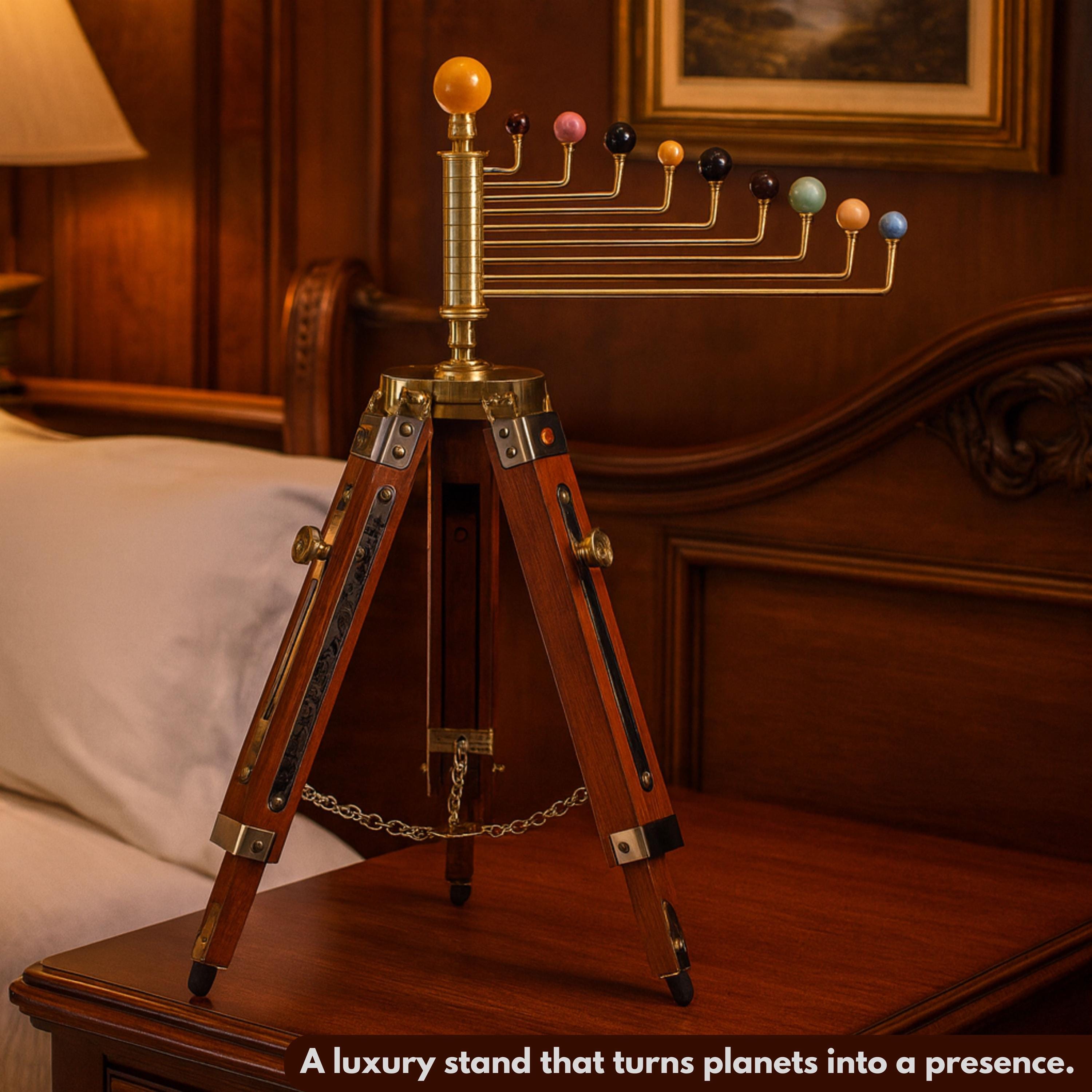Planetarium Solar System on Rosewood Tripod Stand – Luxury Cosmos Gift view 2