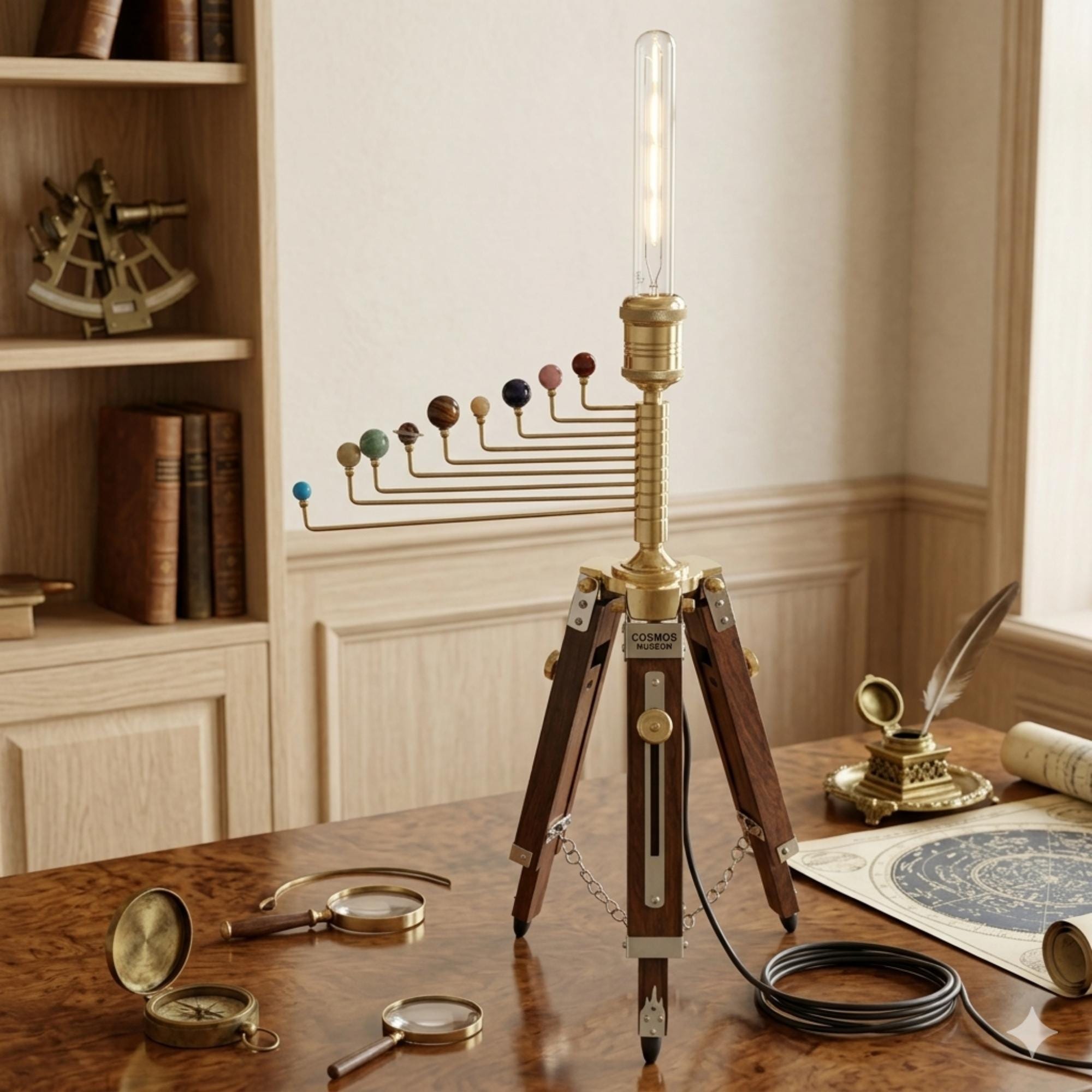 Planetarium Solar System on Rosewood Tripod Stand – Luxury Cosmos Gift view 4
