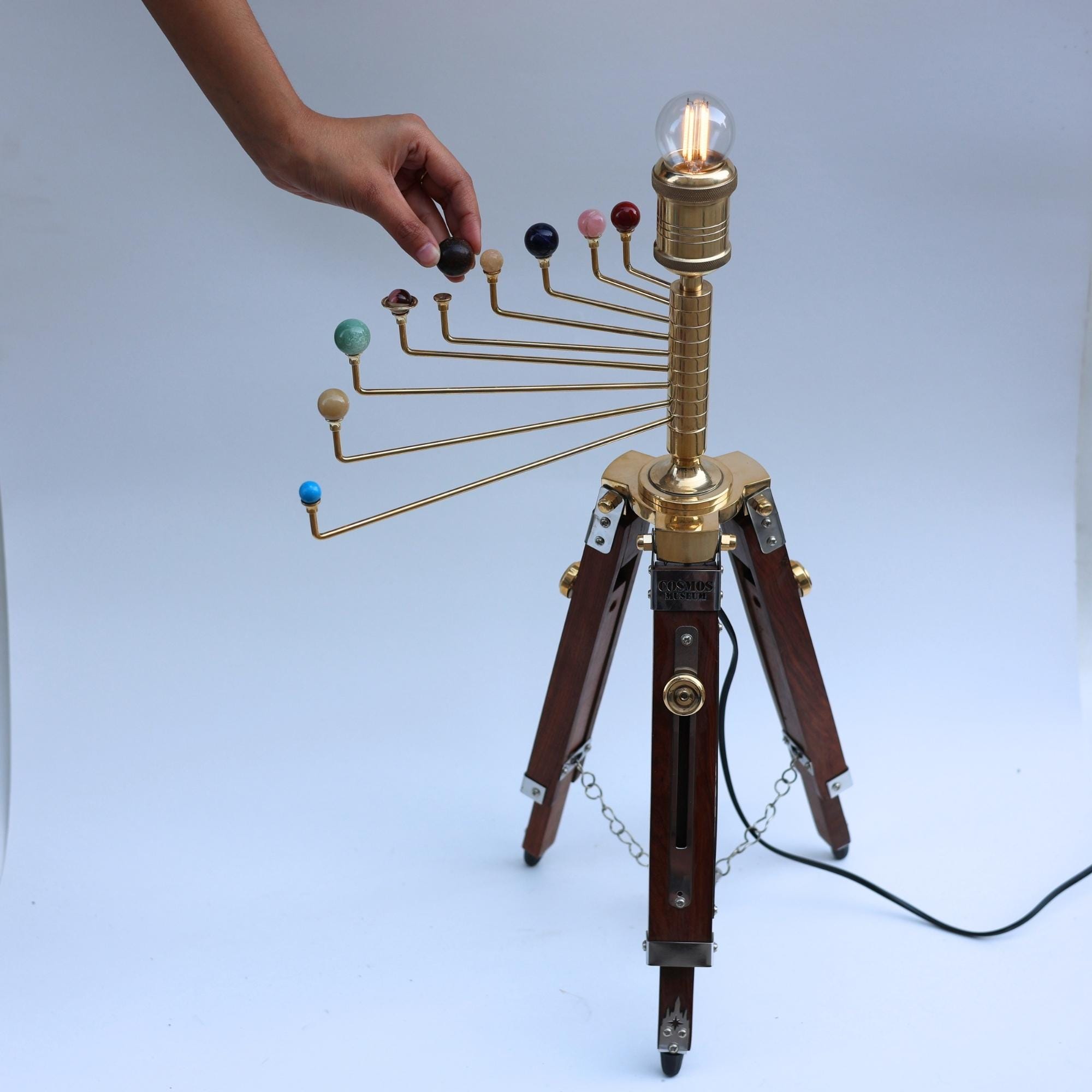 Planetarium Solar System on Rosewood Tripod Stand – Luxury Cosmos Gift view 2