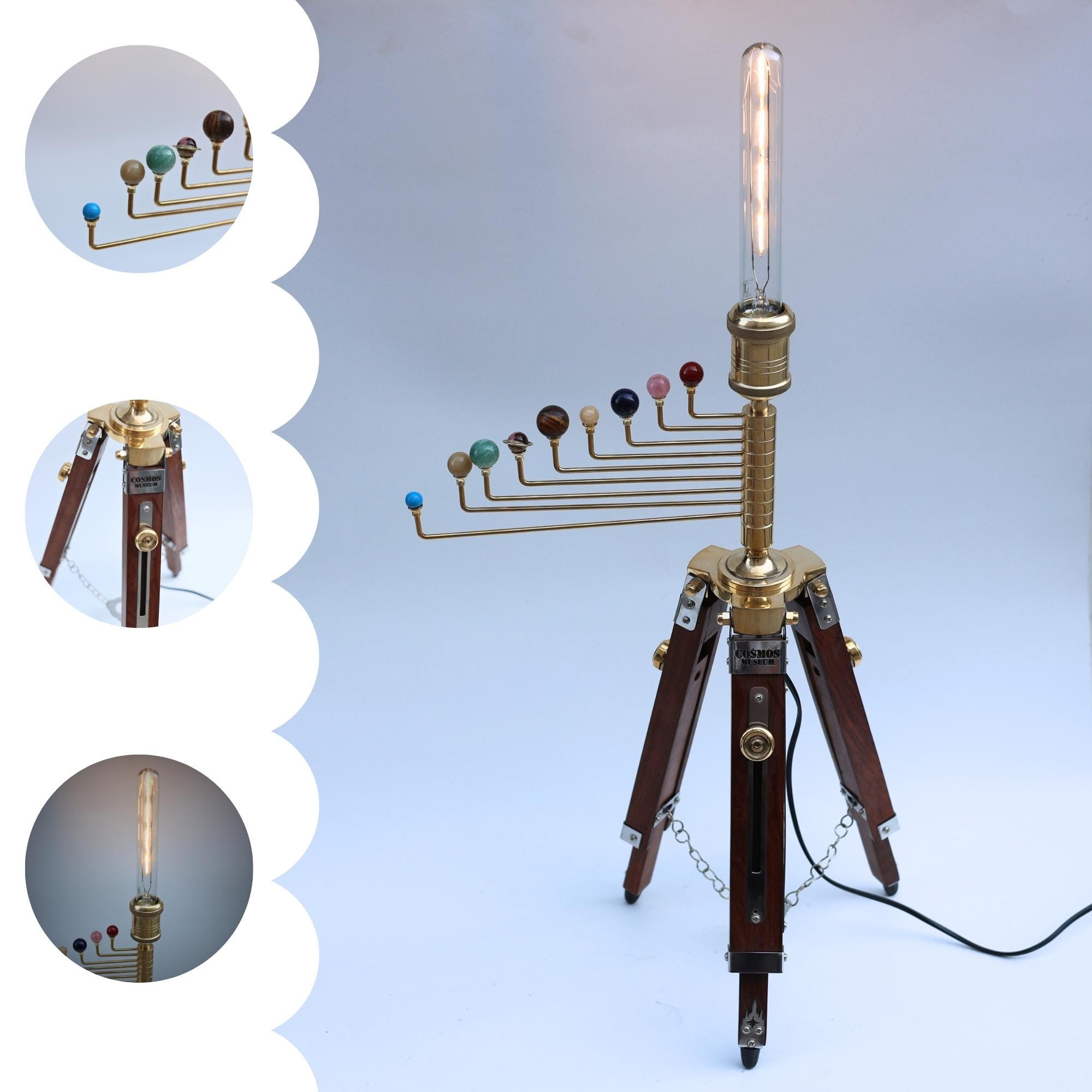 Planetarium Solar System on Rosewood Tripod Stand – Luxury Cosmos Gift view 3